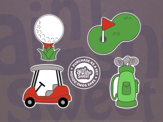 Golf Cookie Cutter Set - Golf Ball, Golf Cart, Putting Green, Golf Clubs - FAST SHIPPING!