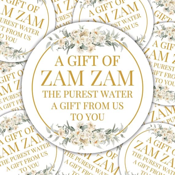 Zam Zam Labels Stickers Water Bottle Gift Wrap Personalised Custom Decorative Gift Tags ZamZam Favour Umrah Mubarak Eid Mubarak Nikkah Event