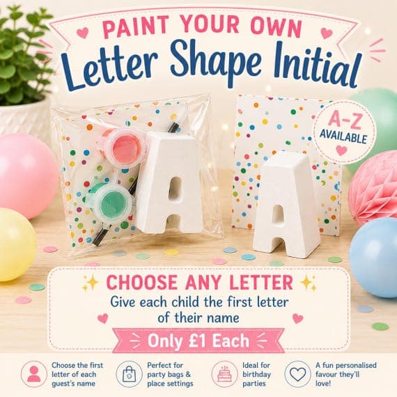 Paint Your Own letter plaster Craft Kit, Party Bag Filler Activity