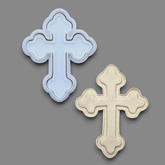 Cross Cookie Cutter Stamp Set: Religious Baking Molds for Easter, Baptism, Handmade in USA