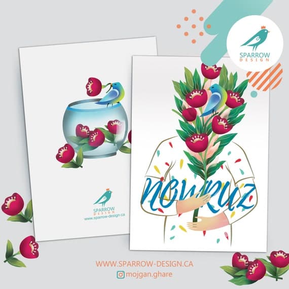 Persian Gol-o-Morgh Nowruz Greeting Card | Haft-Seen Celebration | Spring Equinox Joy