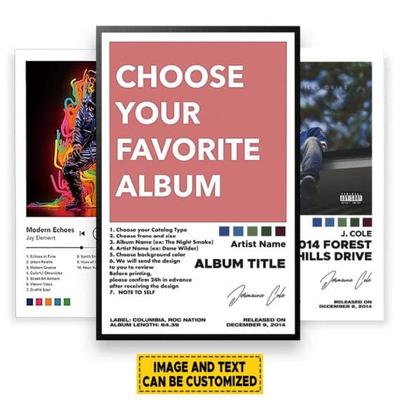 Custom Album Poster Personalized Music Print Choose Your Favorite Album Cover Canvas Wall Art Gift for Music Lovers Bedroom Decor