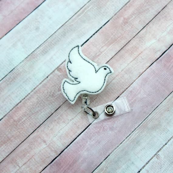 Dove Badge Reel, Hanukkah Badge Reel, Dove Name Tag, Christmas Badge Reel, Bird Badge Reel, MRI Safe Badge, ID Holder, Coworker Gift,