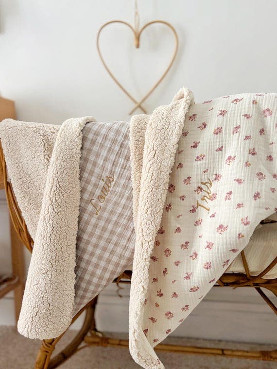 Couverture bébé en gaze de coton moumoute, cadeau de naissance
