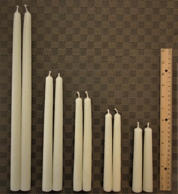 Hand Dipped Ivory Beeswax Taper Candles: Unscented Cotton Wicks