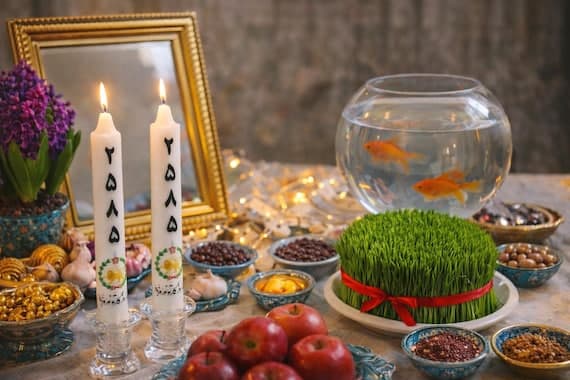 Persian Nowruz Candle | Haft-Seen Candle | Handmade Persian New Year Decoration | Sofreh Haftseen | Imperial Persian New Year Candle