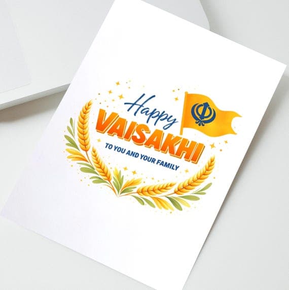Happy Vaisakhi Card, Baisakhi Greeting Card, Sikh Festival Celebration, Khalsa Formation Day, Punjabi Sikh Card, Vaisakhi Gift