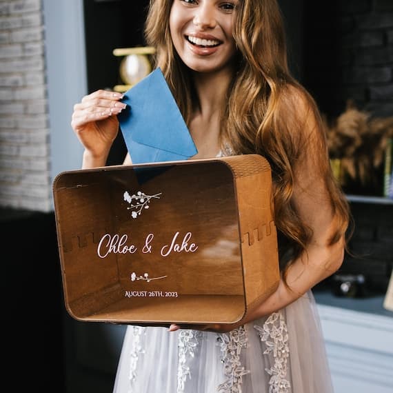 Personalized Rustic Wedding Card Box: Wooden Anniversary Keepsake