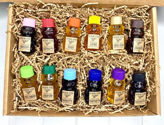 Mini 2oz Honey Bear-22 Flavors to Choose From, Tiny Honey Bear Gift, Naturally Infused Honey, Party Favors, Wedding Favors, Stocking Stuffer