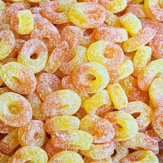 Peach Rings | Pick and Mix Sweets | Halal Vegan Vegetarian | Sweetzone Bebeto Sweeto Kingsway Haribo | 100g 250g 500g 1kg 1.5kg