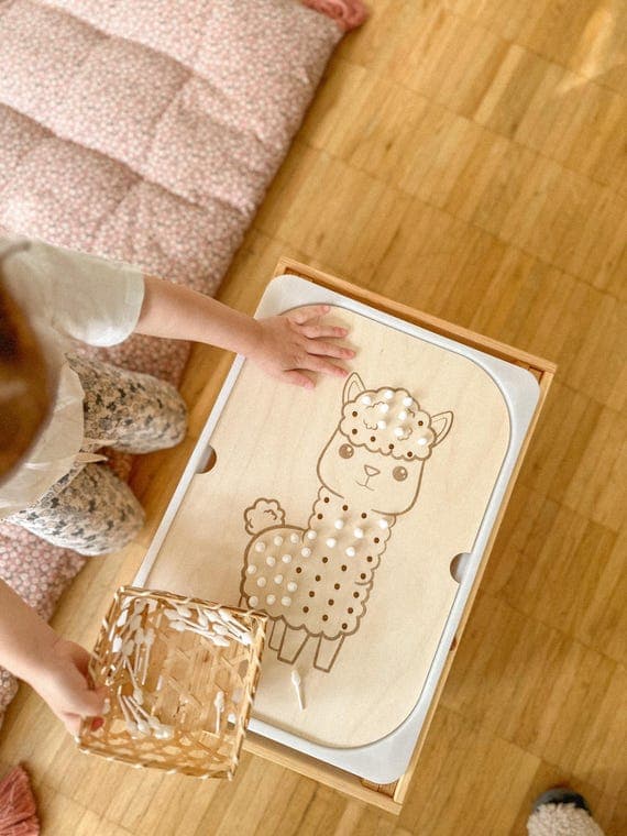 Montessori | Aktivitätsplatte | Deckel für Trofast | Trofast Einsatz | Feinmotorik | Sensorik | Alpaka |