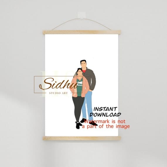 Custom digital portrait / custom faceless portrait / digital illustration/ wedding gift / digital gift