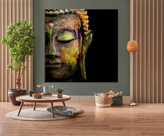 Colorful Buddha Canvas Print, Zen Wall Decor
