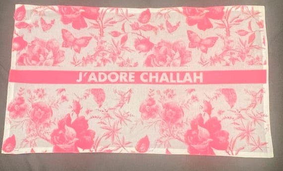 Floral Challah Cover – 'J'adore Challah' Shabbat Dinner Decor