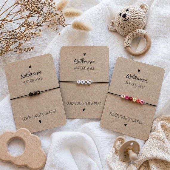 Personalisierte Karte zur Geburt | Babykarte zur Geburt | Willkommen auf der Welt | Kraftpapier | Format DINA6 | Junge | Mädchen