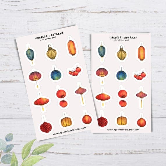 Year Of The Horse, Chinese Lanterns Planner Stickers, Stationery Sticker, Red Envelope Gift