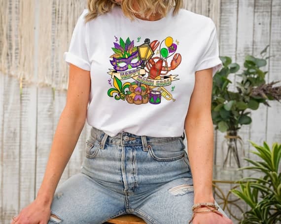 Happy Mardi Gras T-shirt, NOLA Shirt, Fat Tuesday Gift, Carnival Shirt, Party Mask Shirt, Mardi Gras Clothing, Costume Party Shirt