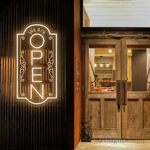 We are Open Neon Sign For Store Window, Business Vertical Open LED Classic Open Closed Light Restaurant Open Sign Vintage, Shop Open gifts