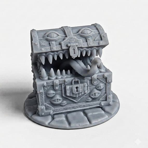 Mimic forziere miniatura in resina - Scala 32mm per D&D e Giochi di Ruolo come Heroquest-Tabletop RPG, Pathfinder, Warhammer Proxy, Gift