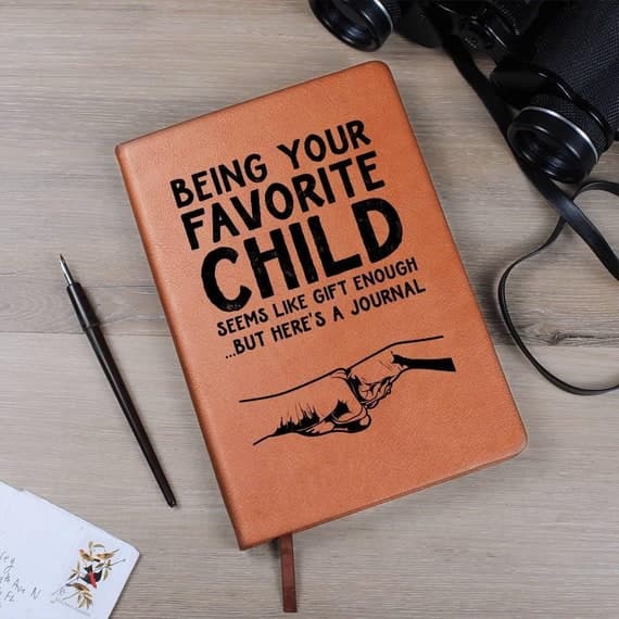 Favorite Child Funny Dad Keepsake Vegan Leather Journal, Christmas Gift for Dad, Personalized Daddy Birthday Gift, Daddy gifts From Daughter