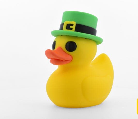 St. Patrick's Day Hat Duck – 3D Printed Irish Rubber Duck Figurine, Lucky Desk Decor