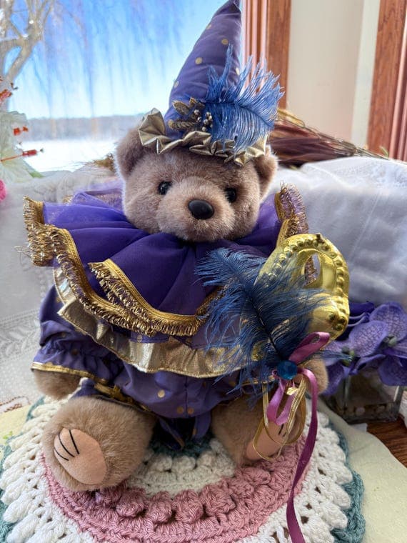 Vintage Bearly People Masquerade Bear: 16" Collectible Carnival Costume