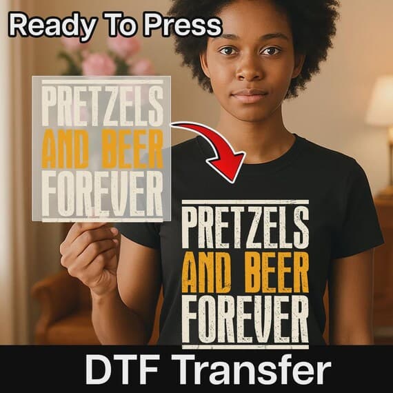 Pretzels and Beer Forever DTF Transfer, Ready To Press, Beer Lover, Snack and Drink Ready To Press, Oktoberfest, Bavarian Food