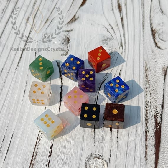 Natural Crystal Dice, Hand Carved Gemstone Dice, Unique Divination & Board Game Accessory