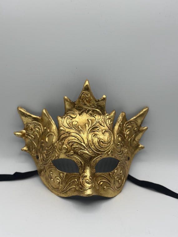 Handmade Gold Venetian Mask – Baroque Masquerade Carnival Mask