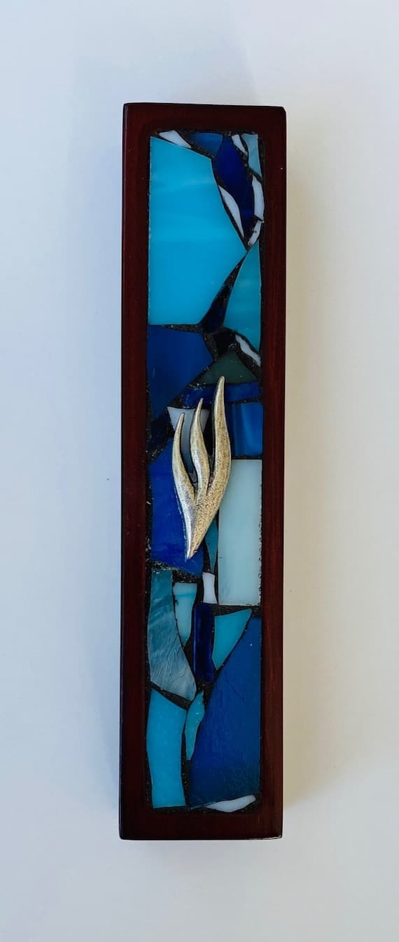 Mosaic handmade mezuzah, Judaica, Mosaic mezuzah, Mosaic art, Judaic art, Jewish gifts, Mosaic Judaica, Mezuzah art, Jewish Art