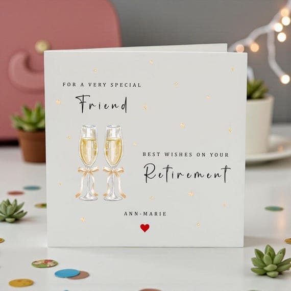 Personalized Retirement Card for Friend, Retirement Card for Her, Retirement Gift for Best Friend, Custom Retirement Congratulations Card