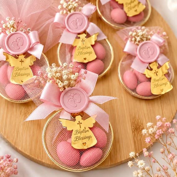 Personalized Chocolate-Covered Almond Favor – Baptism, Baby Shower & Quinceañera Keepsake