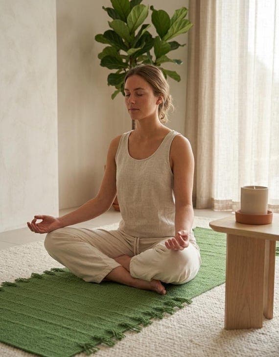 Organic Herbal Cotton Yoga Mat - Ecofriendly, Handwoven, Anti-Slip Exercise & Meditation Mat 2x6 Ft Travel-Friendly