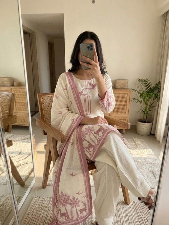 White Designer Salwar Kameez Suit Set With Dupatta For Womens, Readymade Wedding Dresses, Festival Wear, Gift for her