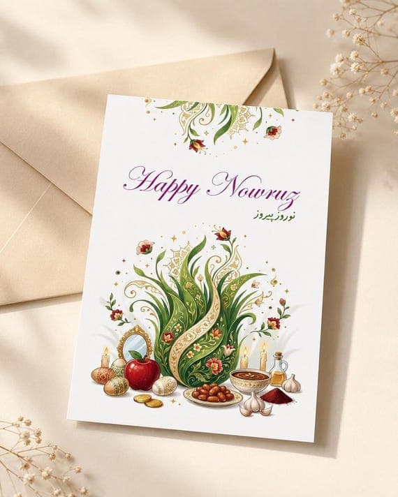 Spring Haft-Seen Persian Nowruz Postcard – Happy Iranian New Year