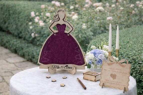 Custom Name Quinceañera Guest Book Alternative| Wooden Mis 15 Años Drop Box Keepsake