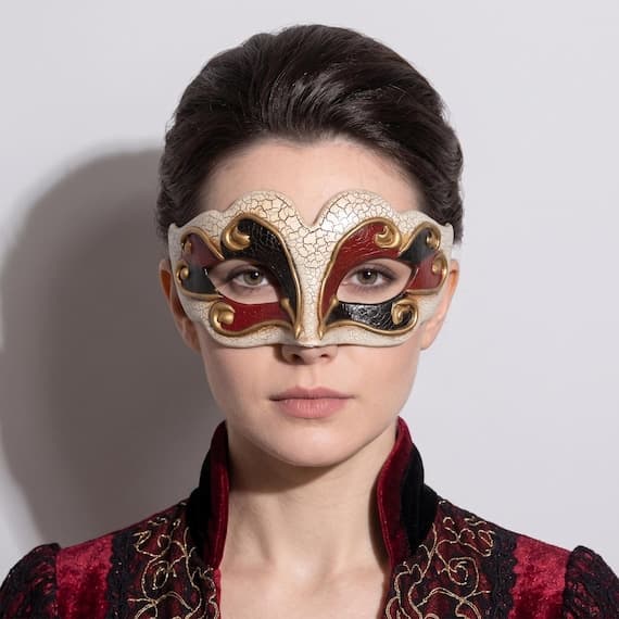 Women's Venetian Crackle Masquerade Mask | Elegant Carnival Costume Accessory | Halloween Party Prop