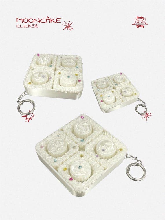 Mooncake Box Clicker Keychain, Y2K Fidget Toy, 3D Printed Keyboard Clicker, Mid-Autumn Gift