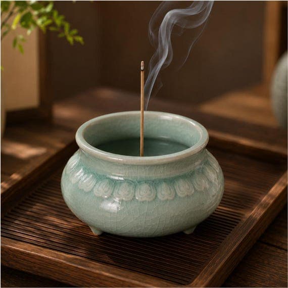 Ceramic Incense Holder, Lotus Incense Burner, Zen Decor, Incense Stick Holder, Meditation Decor, Aromatherapy Gift, Japandi Decor