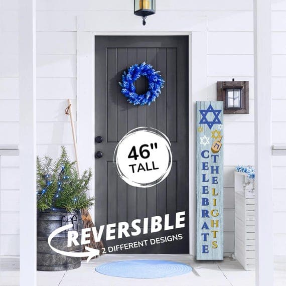 Hanukkah Welcome Sign: Weatherproof Aluminum Holiday Decor (7.75" x 46")
