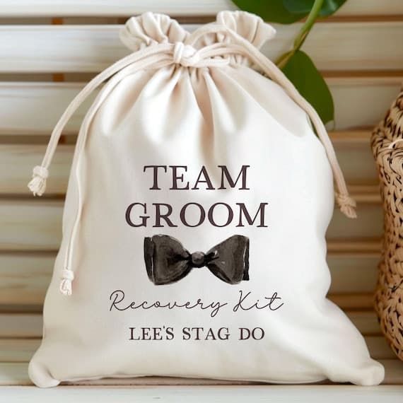 Team Groom Recovery Kit Bags, Bachelor Party Hangover Kit, Groomsmen Gift Bag, Wedding Party Favour, Weekend Survival Kit, Custom Groom Crew